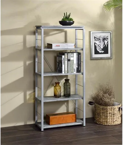 Miniatura 2 de Acme Jurgen - Estantería rectangular de 5 niveles de madera, color gris y plateado