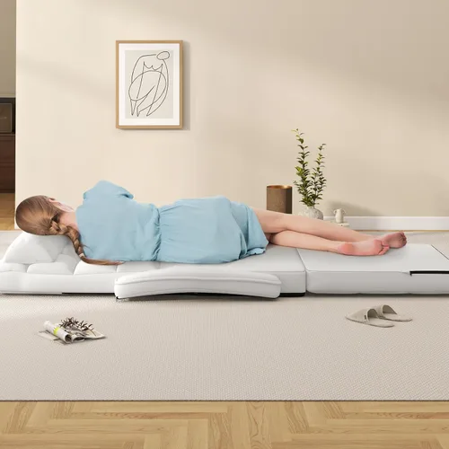Miniatura 4 de Giantex - Silla plegable de piso con respaldo ajustable de 6 posiciones, reposabrazos y almohada removible, capacidad de 330 libras, sofá perezoso