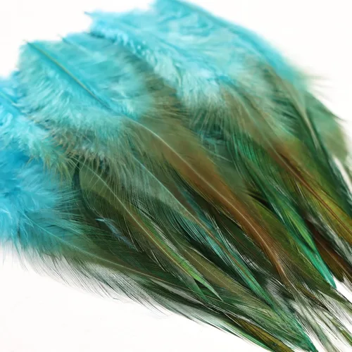 Miniatura 4 de Plumas para manualidades, 240 piezas de 5-7 pulgadas de color azul agua, plumas de gallo Saddle Hackle, plumas a granel para bodas, fiestas en casa