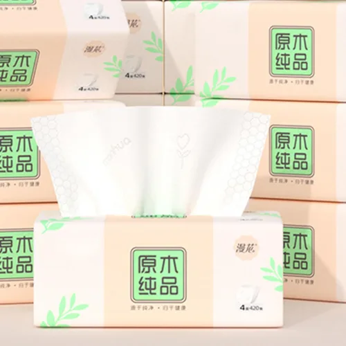 Paquete de 6, tejido facial pequeño y suave, papel higiénico, servilleta desechable, funda de bolsa no caja, papel facial blanco, material de fibra