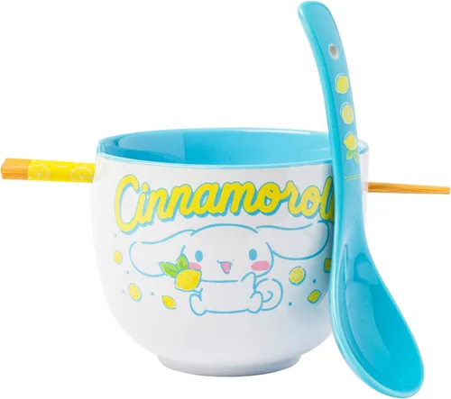 Miniatura 21 de Silver Buffalo Hello Kitty y sus amigos Chococat - Tazón de cerámica para ramen y arroz con palillos, patrón a cuadros, apto para microondas, 20