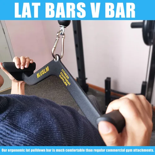 Miniatura 5 de BLUSLM LAT Pull Down Bar for Cable Machine, LAT Pulldown Attachments T-bar V-bar Cable Attachment for Gym, Back Tricep Strength Training Handle