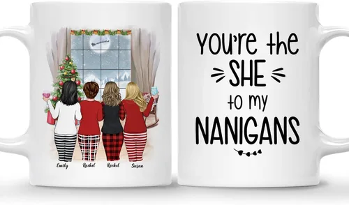 Miniatura 22 de Gossby Taza de café de Navidad personalizada para amigas, regalos de amistad personalizados para mujeres con diseño, nombre, regalos de mujer