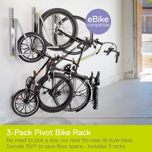Miniatura 2 de Delta Cycle - Estante de almacenamiento para bicicletas Pivot – Soporte de pared para garaje giratorio para ahorrar espacio – No requiere elevación