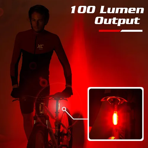 Miniatura 4 de Apace - Luz trasera de bicicleta recargable por USB, superbrillante, 100 lúmenes, luz trasera LED para bicicleta, se engancha fácilmente como una