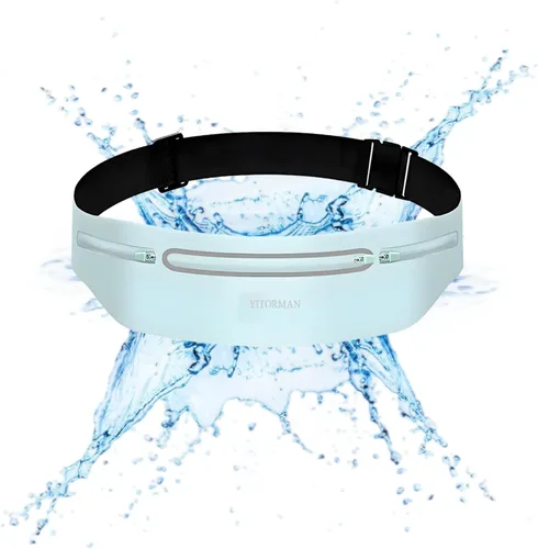 Miniatura 11 de Cangurera delgada con 3 bolsillos separados para mujeres y hombres, riñonera reflectante para correr, correr, caminar, ciclismo, campamento, Negro