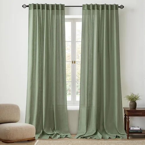 Miniatura 11 de MIULEE Cortinas de lino de 96 pulgadas de largo para sala de estar, 2 paneles, naranja quemado oxidado, bolsillo para cortinero, pestaña trasera