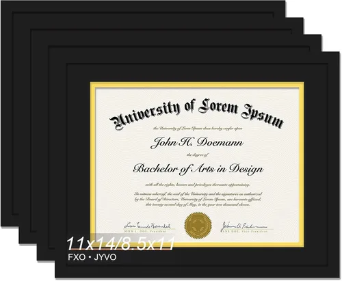 Miniatura 10 de Fxojyvo Marco de diploma negro 11x14, marco para documentos 8,5 x 11 con alfombrilla o 11 x 14 sin alfombrilla, marco para certificado