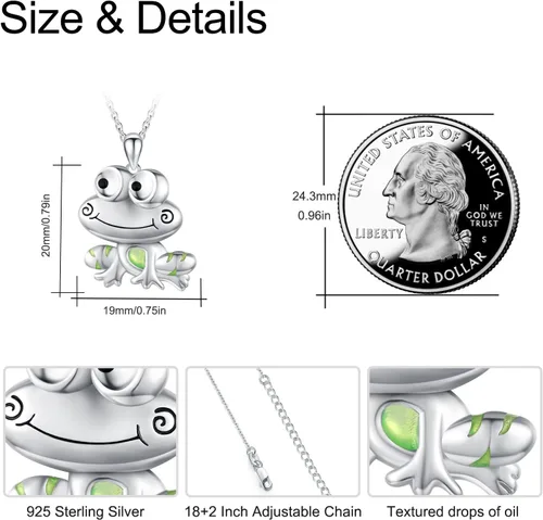 Miniatura 6 de Collar con dije de animal con diseño de rana, ajolote, erizo, panda rojo, plata de ley 925, dije de la suerte, hipoalergénico, regalo para niños