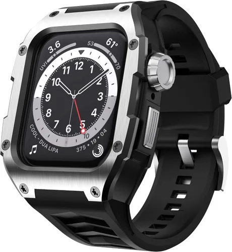 Miniatura 11 de Correa compatible con Apple Watch Band de 1.772 pulgadas Series 9/Series 8 7, carcasa resistente de metal inoxidable resistente con correa deportiva