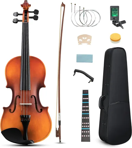 Miniatura 8 de Ktaxon Violín 3/4 para principiantes, violín para estudiantes y entusiastas, kit de violín acústico con estuche, arco, colofonia y manual Satinado