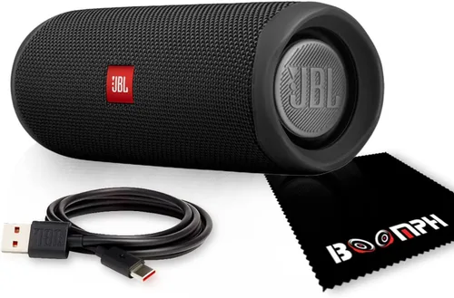 JBL Flip 5: Altavoz Bluetooth inalámbrico portátil, IPX7 resistente al agua - Negro - Solución completa de tela de rendimiento definitivo de Boomph