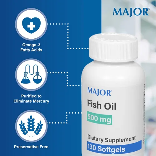 Miniatura 3 de Major Omega-3 Minis - Aceite de pescado (3 unidades) 500 mg, 130 unidades (paquete de 3)