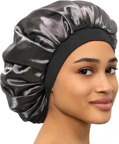 Miniatura 11 de CAPLORD Gorro de satén forrado para dormir, gorro de bambú para el cabello rizado natural para mujeres y hombres