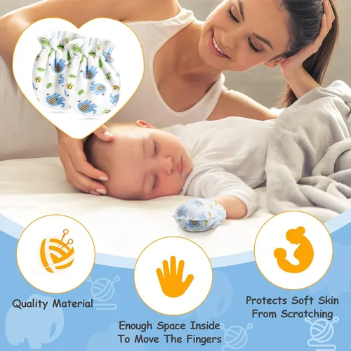 Miniatura 4 de Geyoga 24 pares de manoplas para bebé recién nacido sin rasguños, manoplas suaves elásticas para bebés de 0 a 6 meses, para niño o niña
