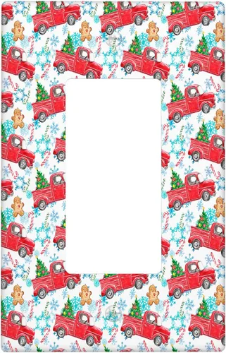 Miniatura 19 de Cubierta de interruptor de luz dúplex de 1 banda, cubierta decorativa de Navidad con copos de nieve rojos, placa frontal decorativa para cocina