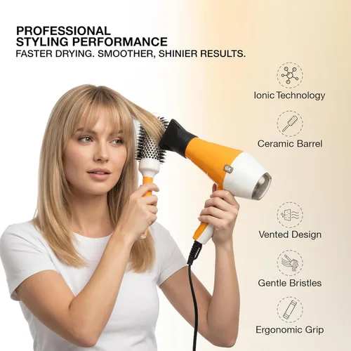 Miniatura 4 de GK HAIR Global Keratin Cepillo térmico extra redondo profesional 2.087 in barril recubierto de cerámica anti estático control de encrespamiento