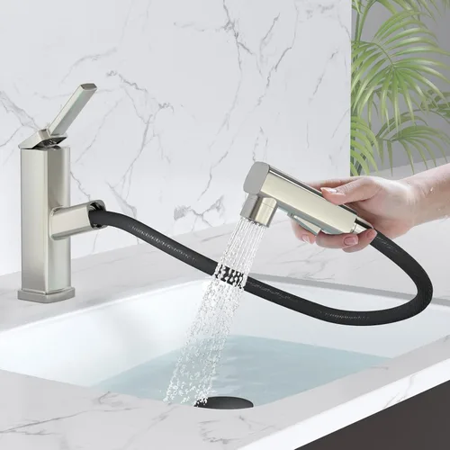 Miniatura 14 de MIAOHUI Grifo de Lavabo de Vasija con Rociador Extraíble, Grifo Alto de Lavabo de Baño de 3 Modos de Rociado, Grifos Altos de Baño para Lavabo de 1