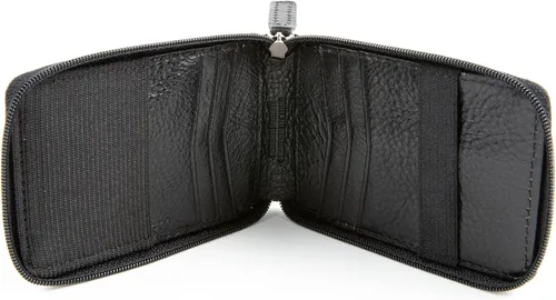 Miniatura 5 de Cartera RFID con bolsillo con cremallera para hombre, Negro -, Bolsillo frontal con cremallera ID exterior