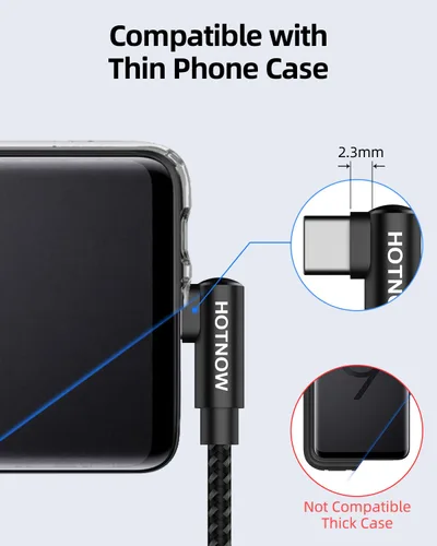 Miniatura 4 de Cable USB C corto de ángulo recto de 0.5 pies, paquete de 3 cables de carga USB C de 6 pulgadas, cable de carga rápida trenzado de nailon
