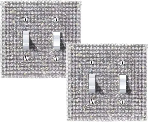 Miniatura 19 de Cubierta de interruptor de luz con brillos genéricos y enchufes, cubierta de placa de pared con diamantes de imitación brillantes, cubiertas
