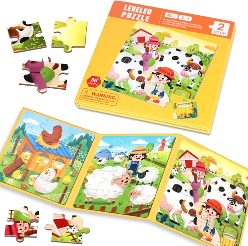 Miniatura 12 de Rompecabezas magnéticos para niños de 4 a 8 años, libro de rompecabezas de imanes de dibujos animados 3 en 1 para niños pequeños, juguetes de viaje