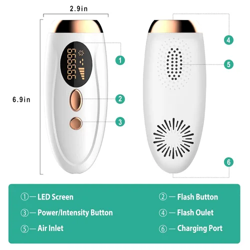 Miniatura 8 de At-Home - Dispositivo de depilación láser IPL para mujeres y hombres, depilación permanente, 999,999 parpadeos, removedor de vello sin dolor