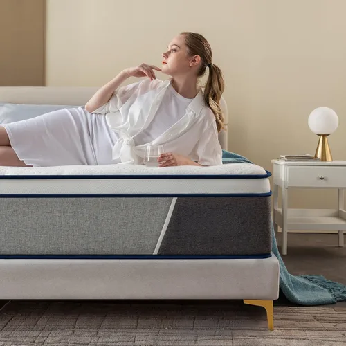 Colchón completo de 12 pulgadas | Colchón de tamaño matrimonial de firmeza media - Espuma viscoelástica con gel refrescante y muelles en bolsillos