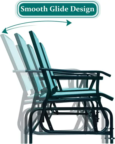 Miniatura 6 de Giantex Banco Mecedor para Patio con Marco de Metal, Mesa Central de Vidrio Templado, Asiento Mecedor Doble para Balcón, Jardín, Lado de la Piscina