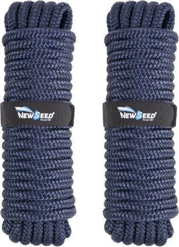 Miniatura 12 de MALZE-NEWSEED Líneas de Amarre Paquete de 2 de 5/8" x 25' Cuerda de Barco de Nailon Trenzado Doble con Ojales de 15", Líneas de Amarre de Grado