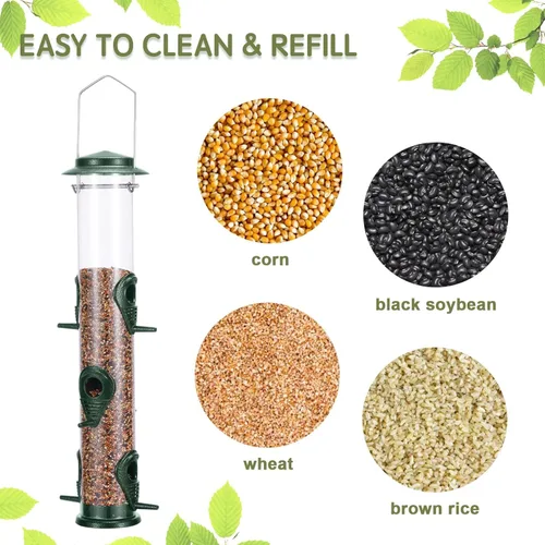 Miniatura 3 de Alimentador de metal para pájaros silvestres, alimentador de semillas de pájaros silvestres, alimentador de aluminio de seis puertos, tubo sólido