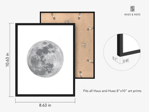 Miniatura 2 de HAUS AND HUES Fases de la luna - Decoración de pared – Juego de 5 impresiones de fases lunares, fases lunares arte de pared para dormitorio, arte