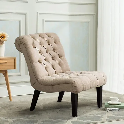 Miniatura 10 de HAOBO Home Silla de acento sin brazos con botones capitoné silla lateral para sala de estar dormitorio Funiture