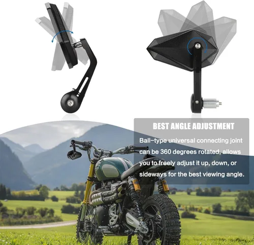 Miniatura 3 de LKV Espejos de extremo de barra de motocicleta de 7/8 pulgadas de 0.866 in – Espejos retrovisores laterales de motocicleta anti-azul 360 grados CNC