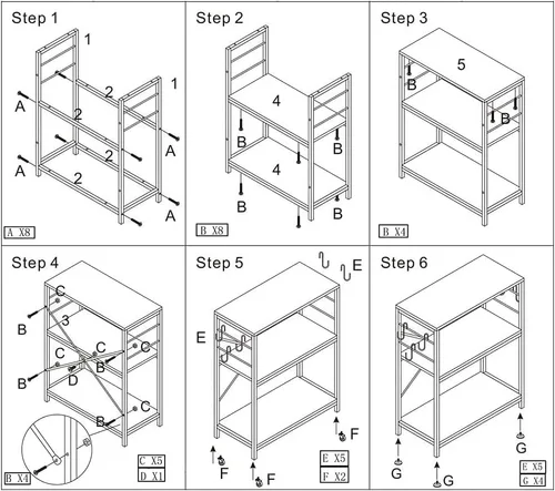 Miniatura 7 de AZ L1 Life Concept Mesa auxiliar de cocina con 3 niveles para horno de microondas, estación de trabajo con ruedas, 23.7 pulgadas