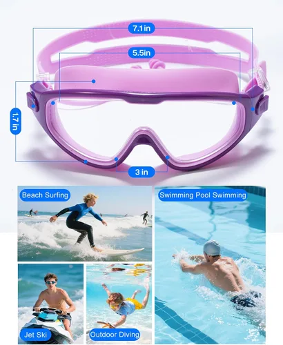 Miniatura 8 de seasprint Swim Goggles for Kids 6-12, Wide View Anti-Fog UV Protection No Leaking,Boys Girls Youth Swimming Goggles