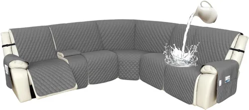 Miniatura 107 de Arfntevss Fundas de sofá modular reclinable, 100% impermeable, en forma de L, para sillón reclinable en forma de L, funda seccional lavable