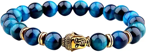 Natural AAA Royal Blue Tiger Eye Stone Beads Pulsera Hombres Buddha Charm Pulseras Pulsera Stretch Pulsera Mujer Joyería