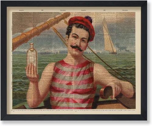 Poster Master Impresión vintage de marinero, póster victoriano retro, arte de carrito de alcohol y bar, diseño de pared humorístico, arte de océano
