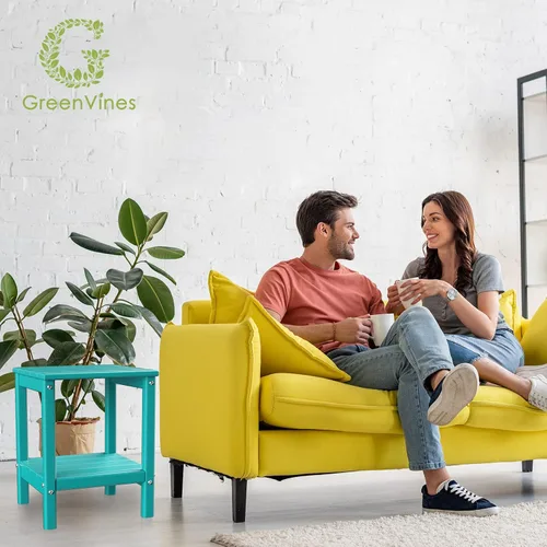 Miniatura 5 de GREENVINES Adirondack - Mesa lateral para exteriores 14 x 13 pulgadas Plástico HDPE Todo clima Aqua Mesas auxiliares exteriores Estante