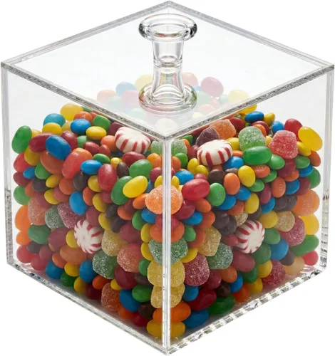 Miniatura 6 de Restaurantware Clear Tek - Caja de dulces de 3.9 x 3.9 x 3.9 pulgadas, 1 vitrina cuadrada, con tapa desmontable, almacena joyas de dulces o chicle