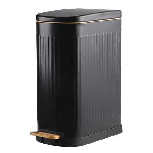 Miniatura 10 de SYNCVIBE Cubo de basura delgado para baño con tapa de cierre suave, cubo de basura de acero inoxidable con pedal, cubo de basura con cubo