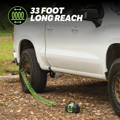 Miniatura 5 de Slime 40031 Inflador de neumáticos, compresor de aire portátil para auto, SUV, 4x4, Pro Power, resistente, con manómetro analógico de 150 psi