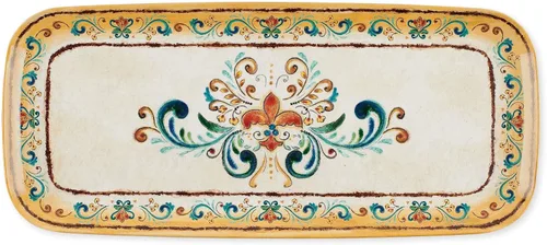 Miniatura 9 de UP ware - Bandeja de servir de melamina floral azul y blanca, bandeja rectangular de 15 x 6.5 pulgadas, bandeja de alimentos sin BPA