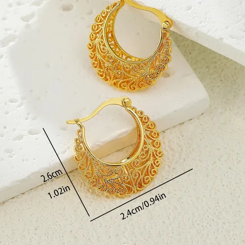 Miniatura 5 de Aretes de aro de oro de filigrana, aretes pequeños vintage para mujer