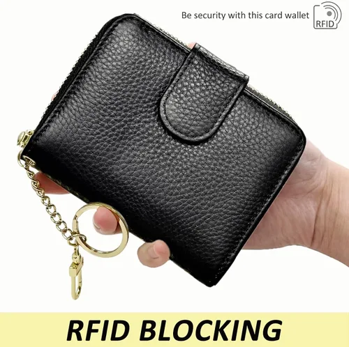 Miniatura 5 de Beurlike billetera de cuero, con tarjetero con bloqueo RFID, organizador, billetera segura para mujer