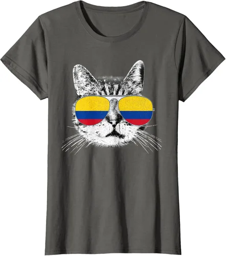 Miniatura 8 de Camisa de bandera de Colombia, orgullo colombiano, gato, hombres, mujeres, niños, camiseta de regalo