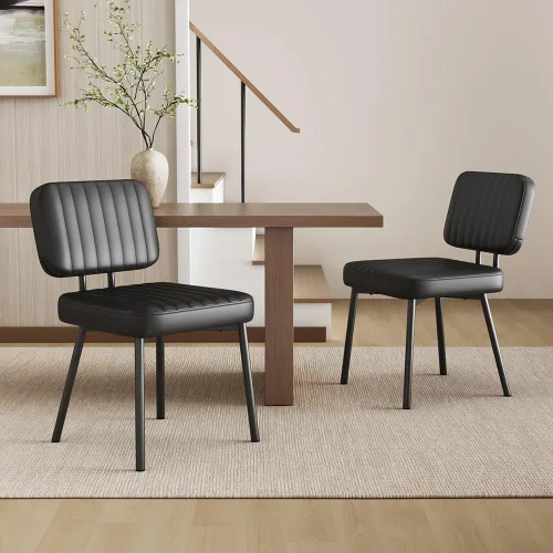 Miniatura 6 de Sillas de comedor, tapizadas de mediados de siglo, modernas sillas decorativas para cocina, comedor con asiento acolchado de piel sintética y patas