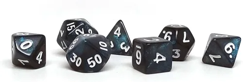 Miniatura 23 de Mini colección de dados poliédricos de 0.394 pulgadas - Incluye un D20, D12, D10, D8, D6, D4 y D00 (Aqua Shine)