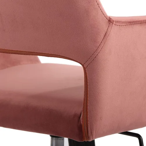Miniatura 8 de Silla de oficina de terciopelo rosa rosa, silla giratoria ajustable de altura media, silla de computadora con ruedas modernas para oficina en casa